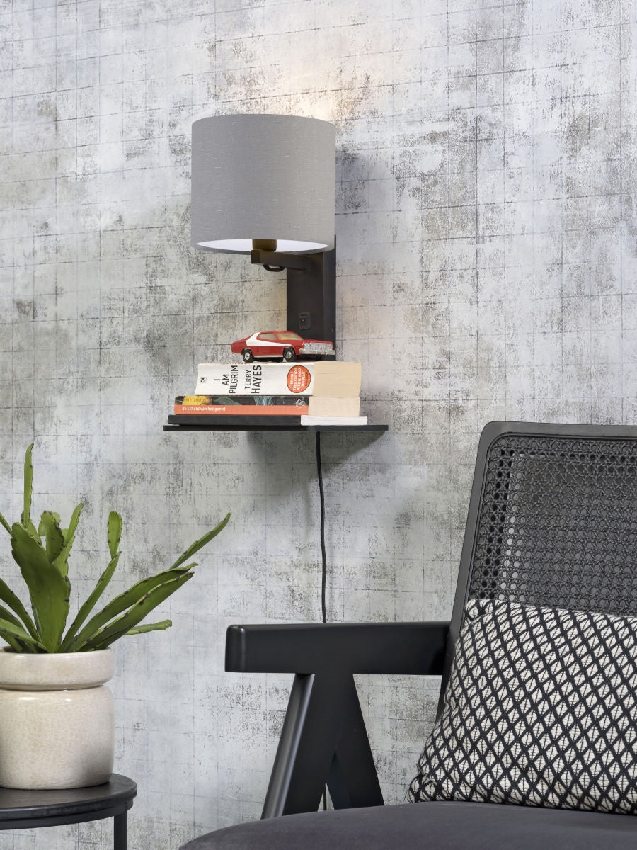 Wandlamp Andes Zwart/Lichtgrijs met plank