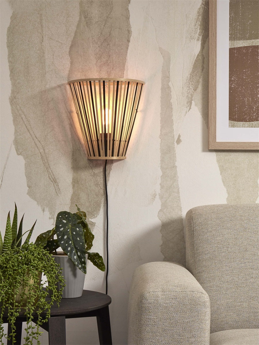 Wandlamp Merapi Zwart/Naturel