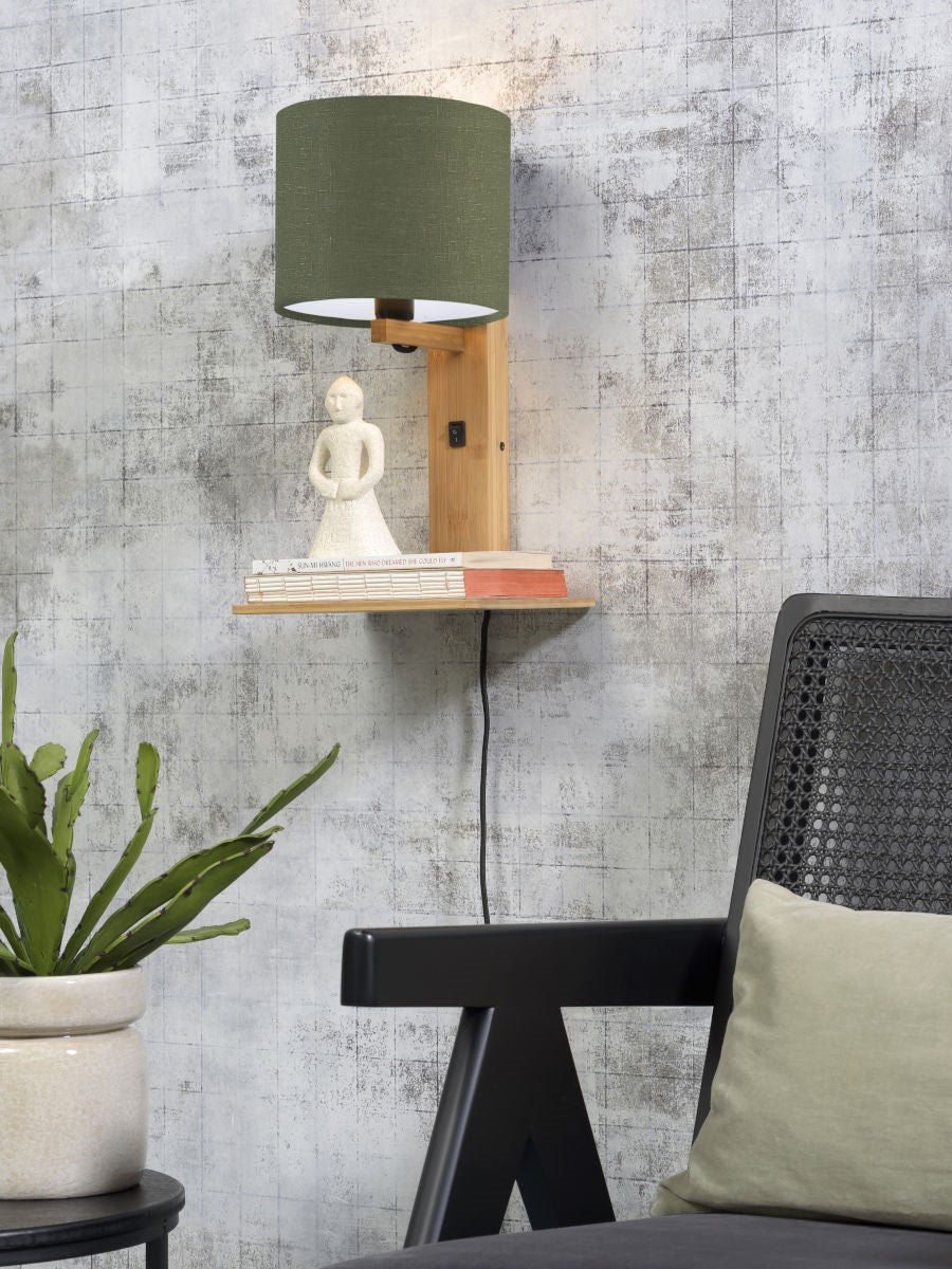 Wandlamp Andes Naturel/Groen met plank