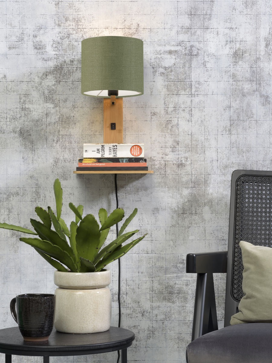 Wandlamp Andes Naturel/Groen met plank