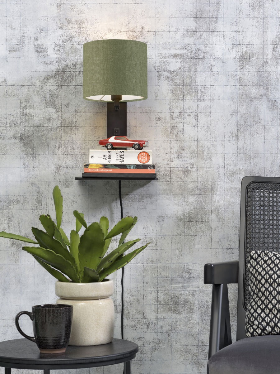Wandlamp Andes Zwart/Groen met plank