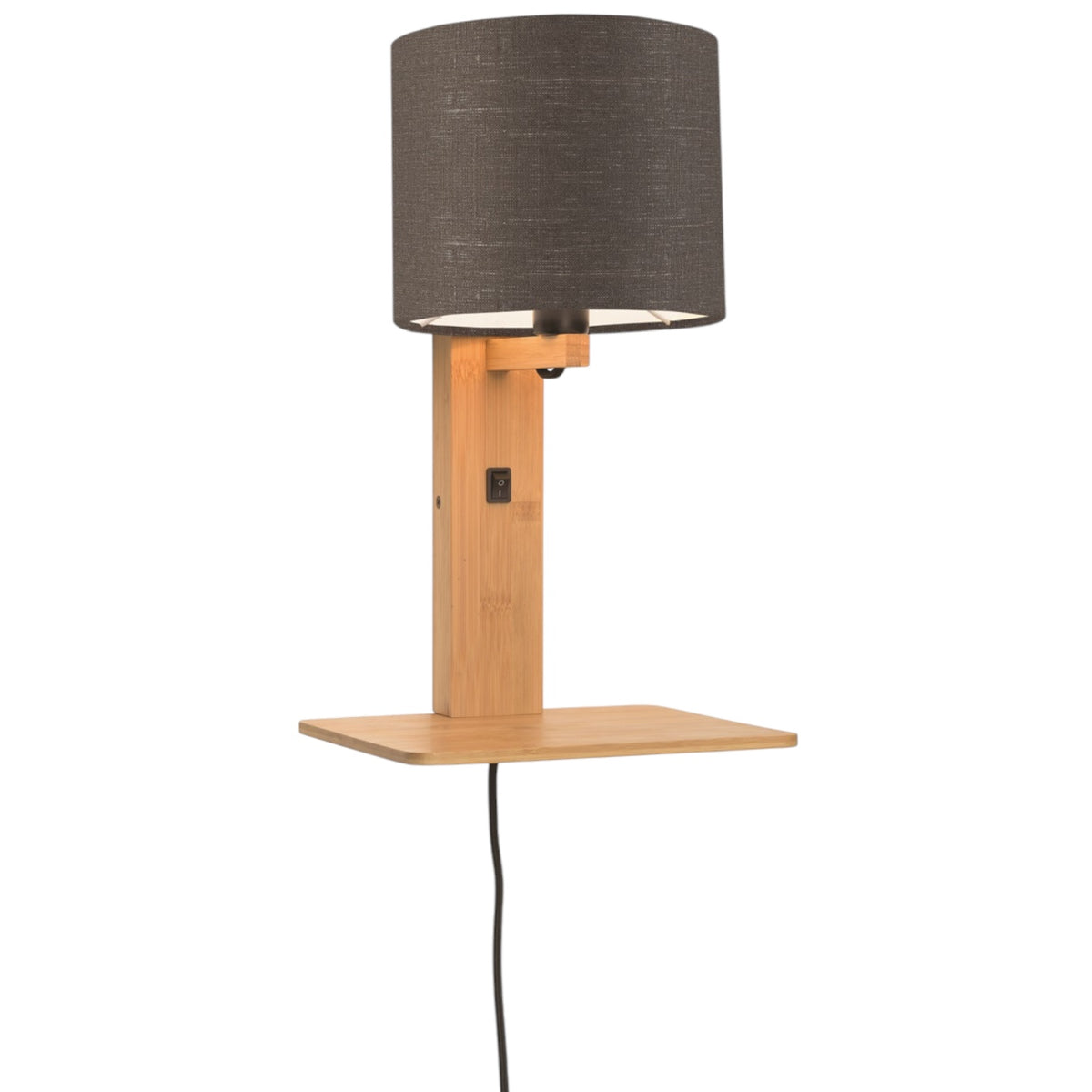 Wandlamp Andes Naturel/Donkergrijs met plank