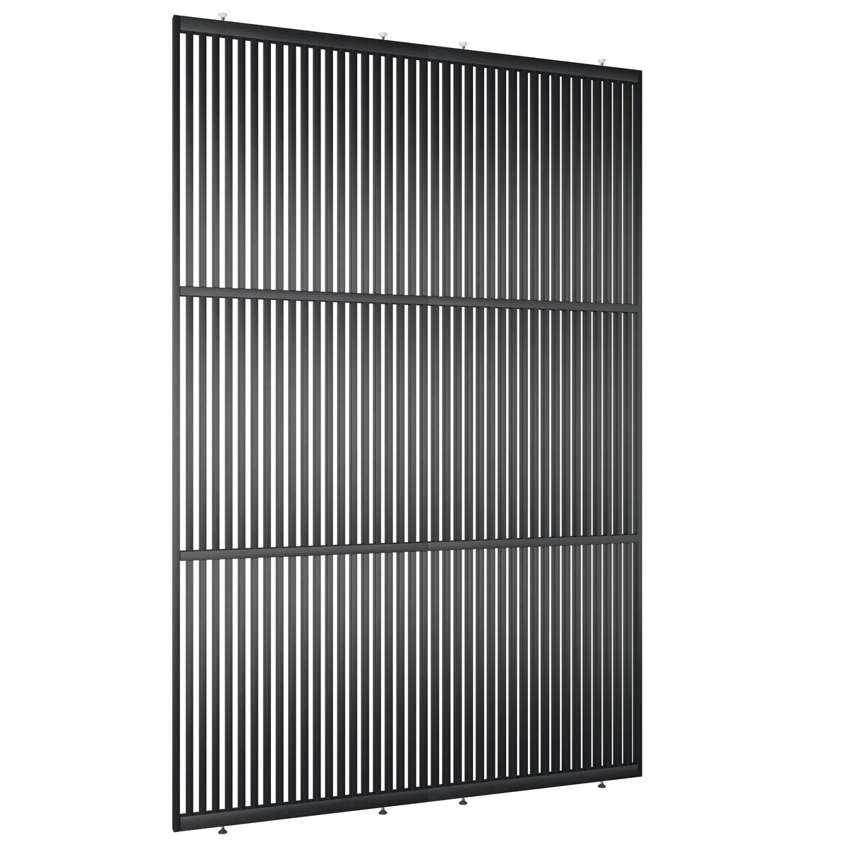 Houten roomdivider met twee gekoppelde delen in XL, in RAL7021 gelakt massief eiken voor een strakke, natuurlijke uitstraling.