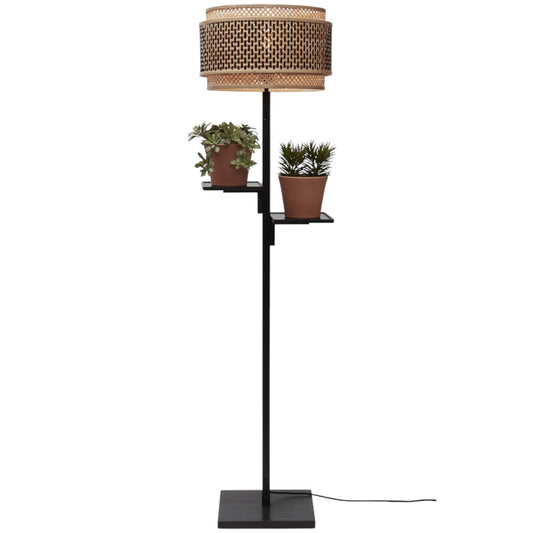 Vloerlamp Bhutan/Plank Zwart