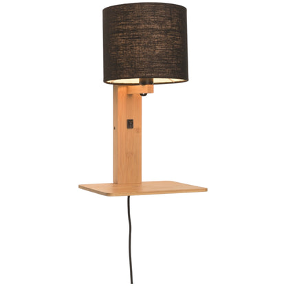 Wandlamp Andes Naturel/Zwart met plank